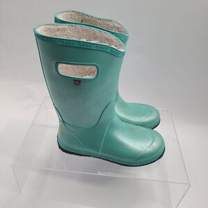 Bogs Youth Metallic Green Rain Boots Shoes Size 6  Faux Fur 72507-441
